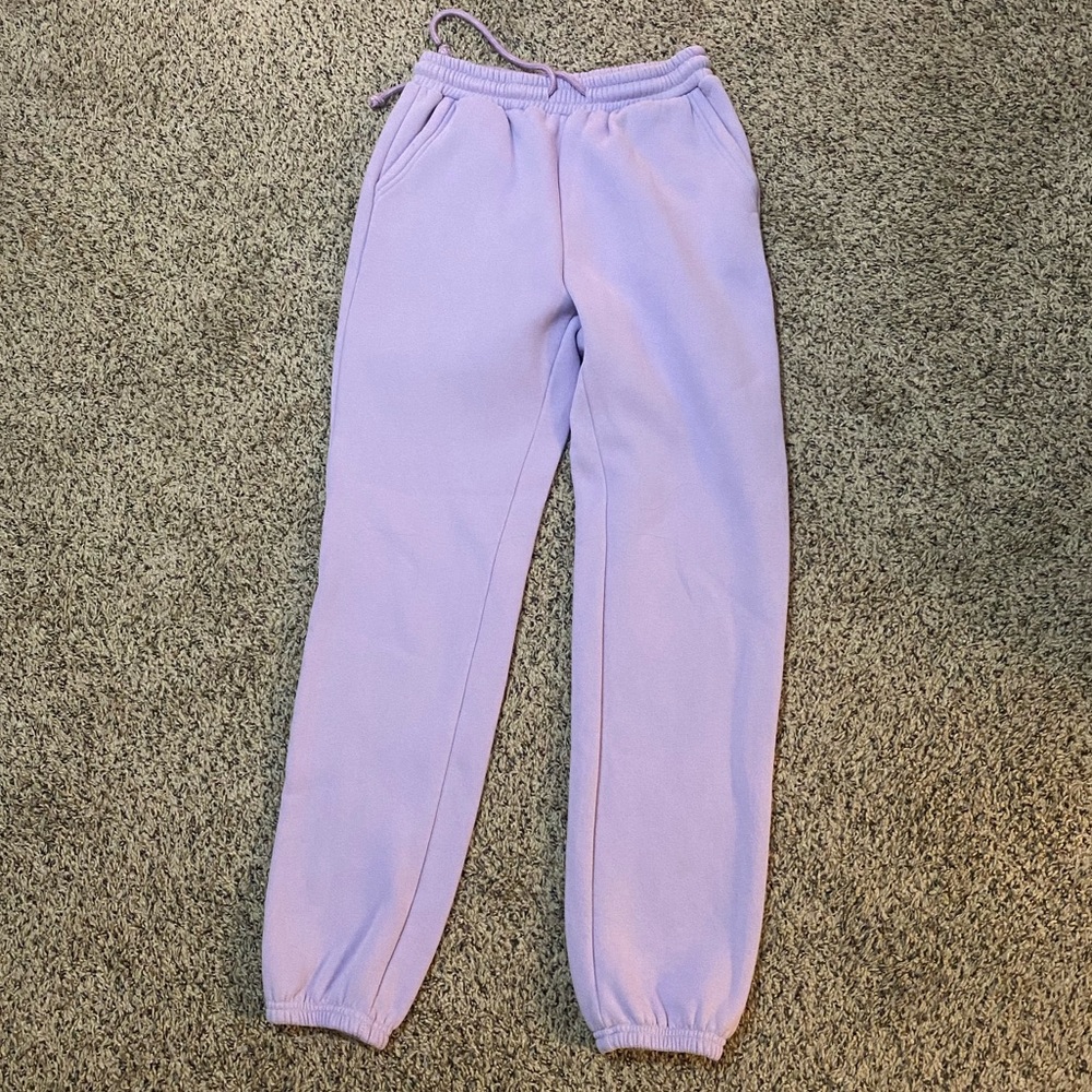 Drawstring Waist Slant Pocket Solid Fleece Joggers